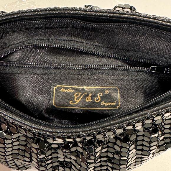 Y&S Original Black Mesh Metal Purse/CrossBody Bag, Style#589, NWT, 8in x 5in - Picture 3 of 10